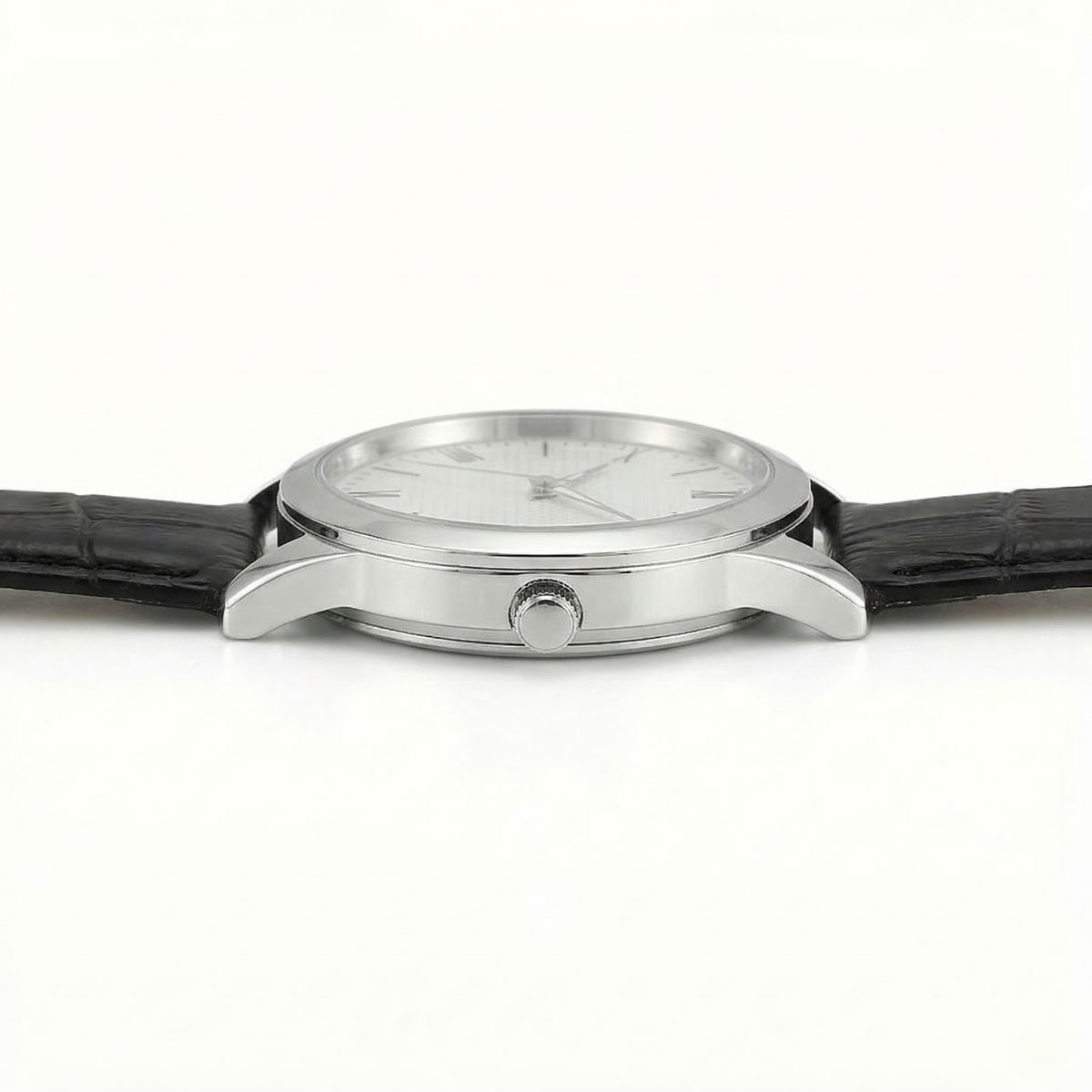 Classic Silver Roman Numeral Leather Watch