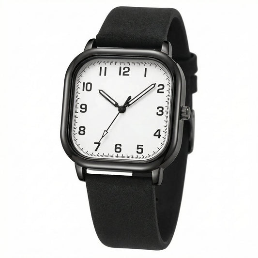 Minimalist Square Case Leather Strap Watch