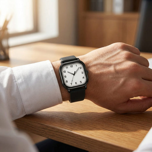 Minimalist Square Case Leather Strap Watch