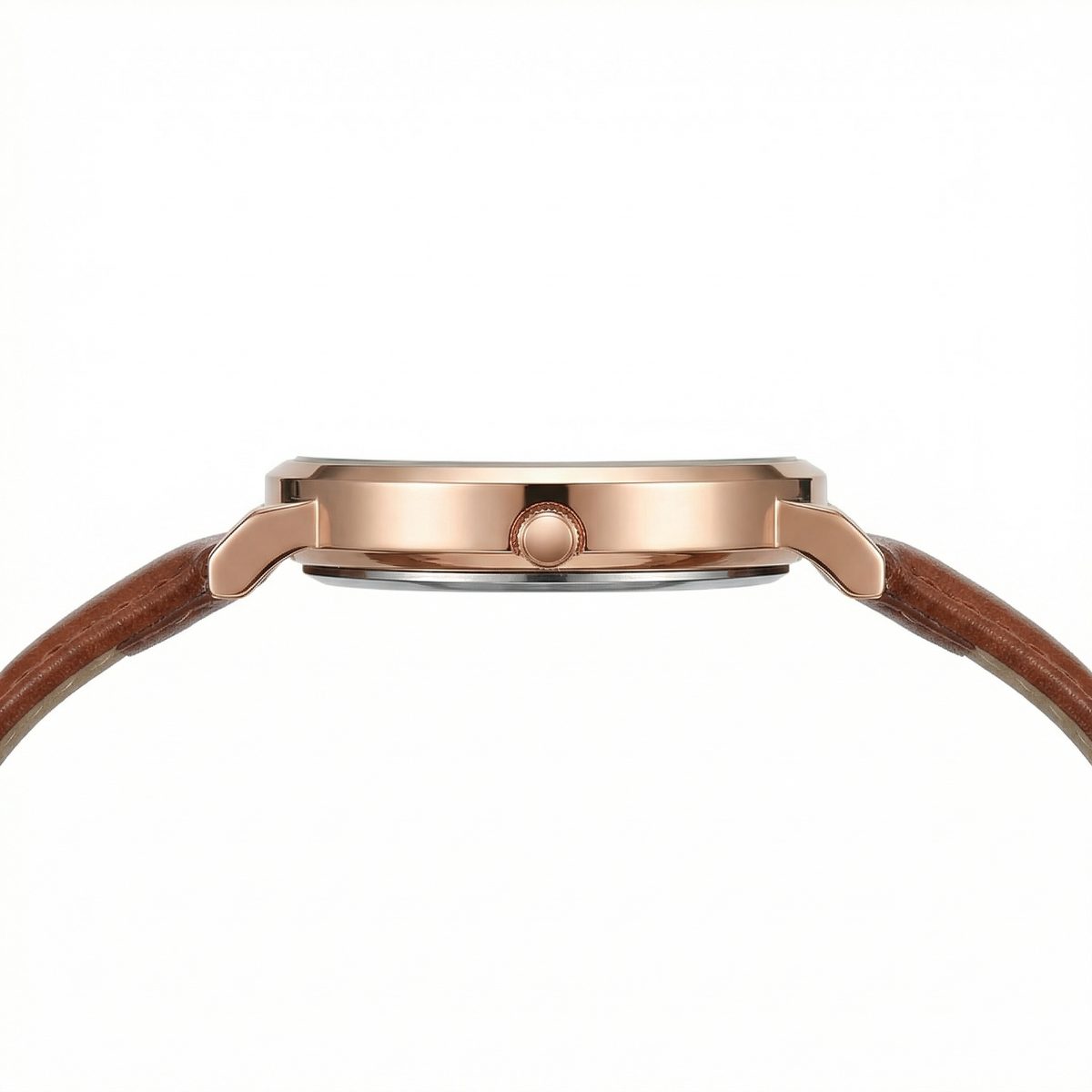 Classic Rose Gold Leather Strap Watch