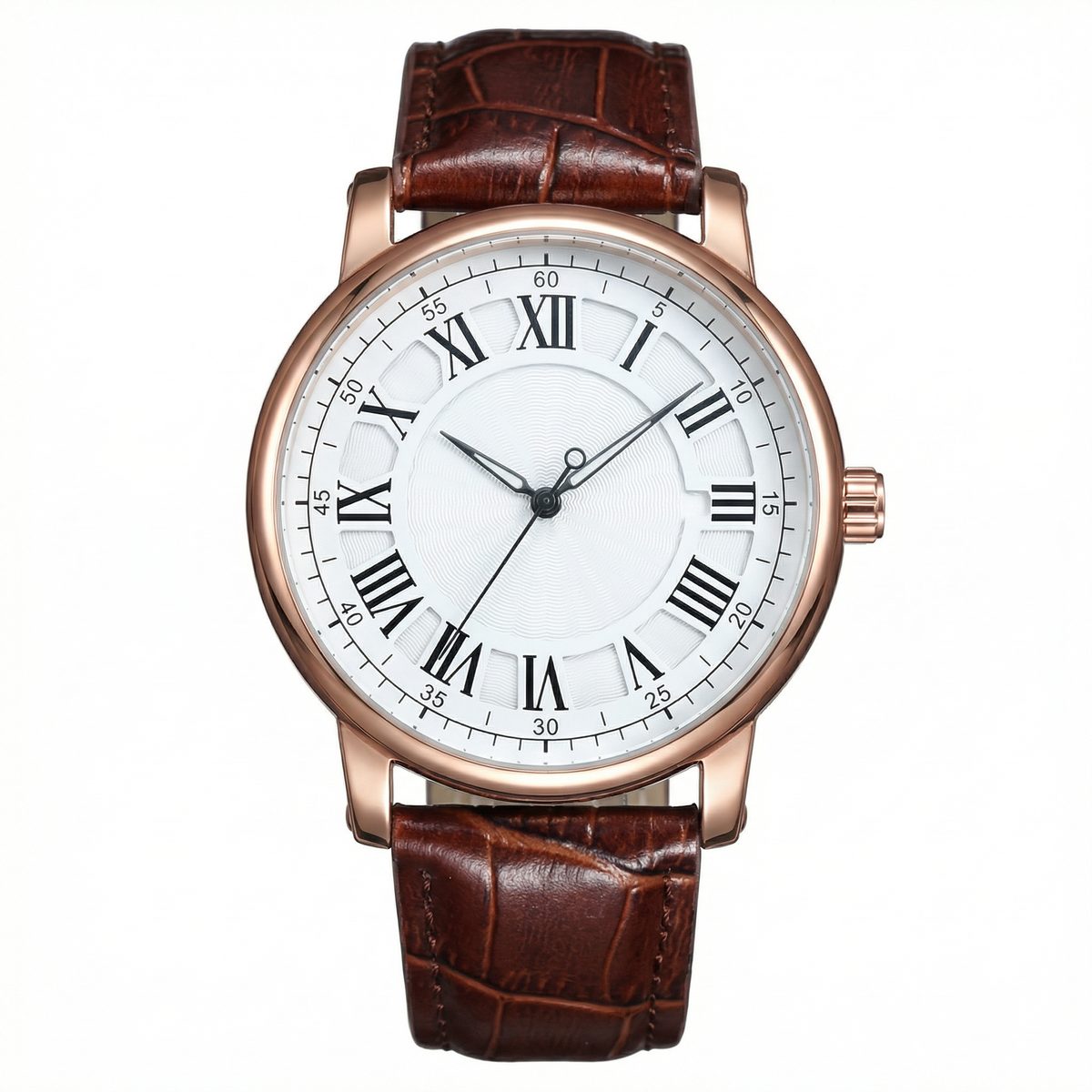 Rose Gold Automatic Leather Dress Watch