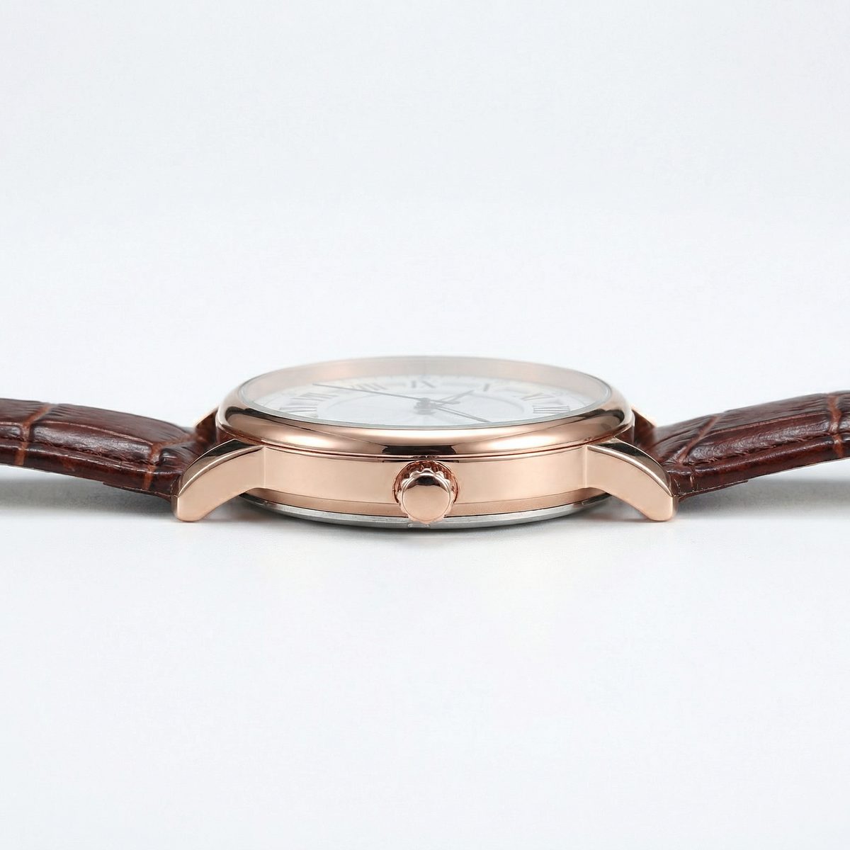 Rose Gold Automatic Leather Dress Watch