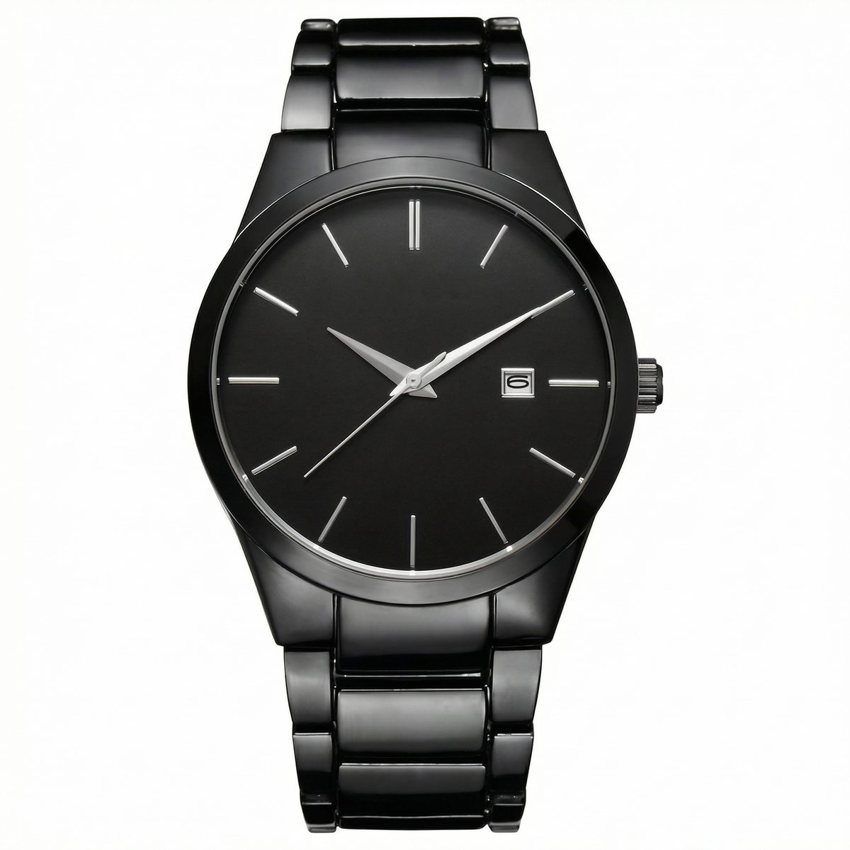 All-Black Minimalist Stainless Steel Watch