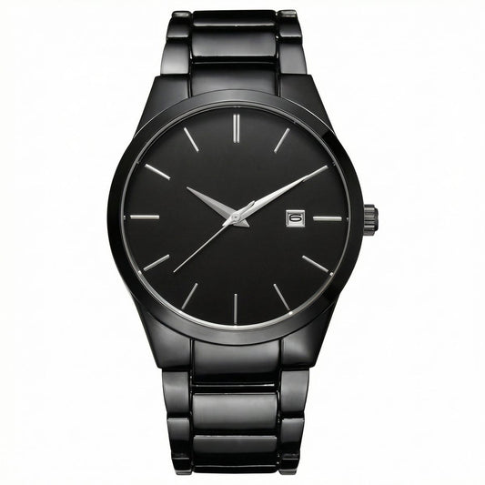 All-Black Minimalist Stainless Steel Watch