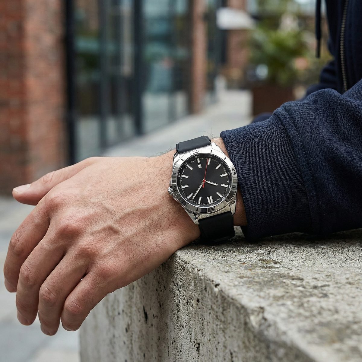 Sport Silver Silicone Strap Watch