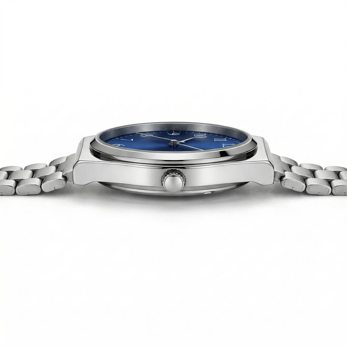 Stainless Steel Blue Sunburst Dial Watch